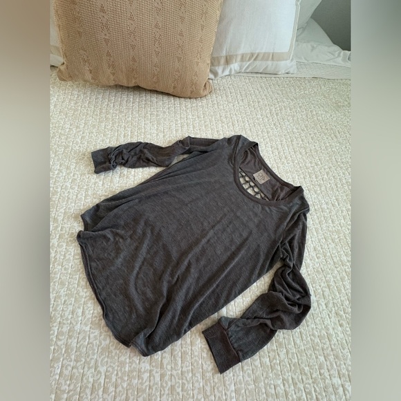 Chaser Grid Cage Back Knot Long Sleeve Tee | Acid Wash Gray | Y2K Vintage | M - Picture 9 of 16